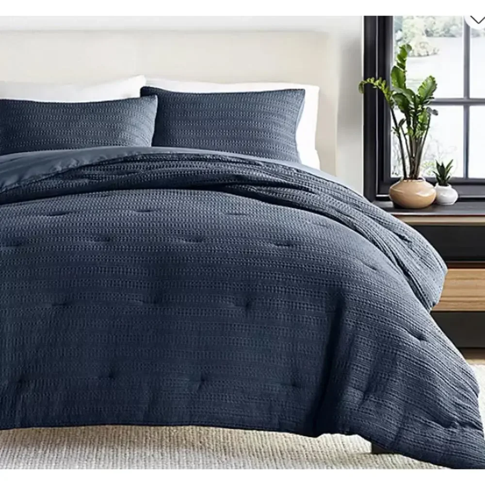 Casual Comfort Waffle Textured Midweight Down Alternative Comforter Set